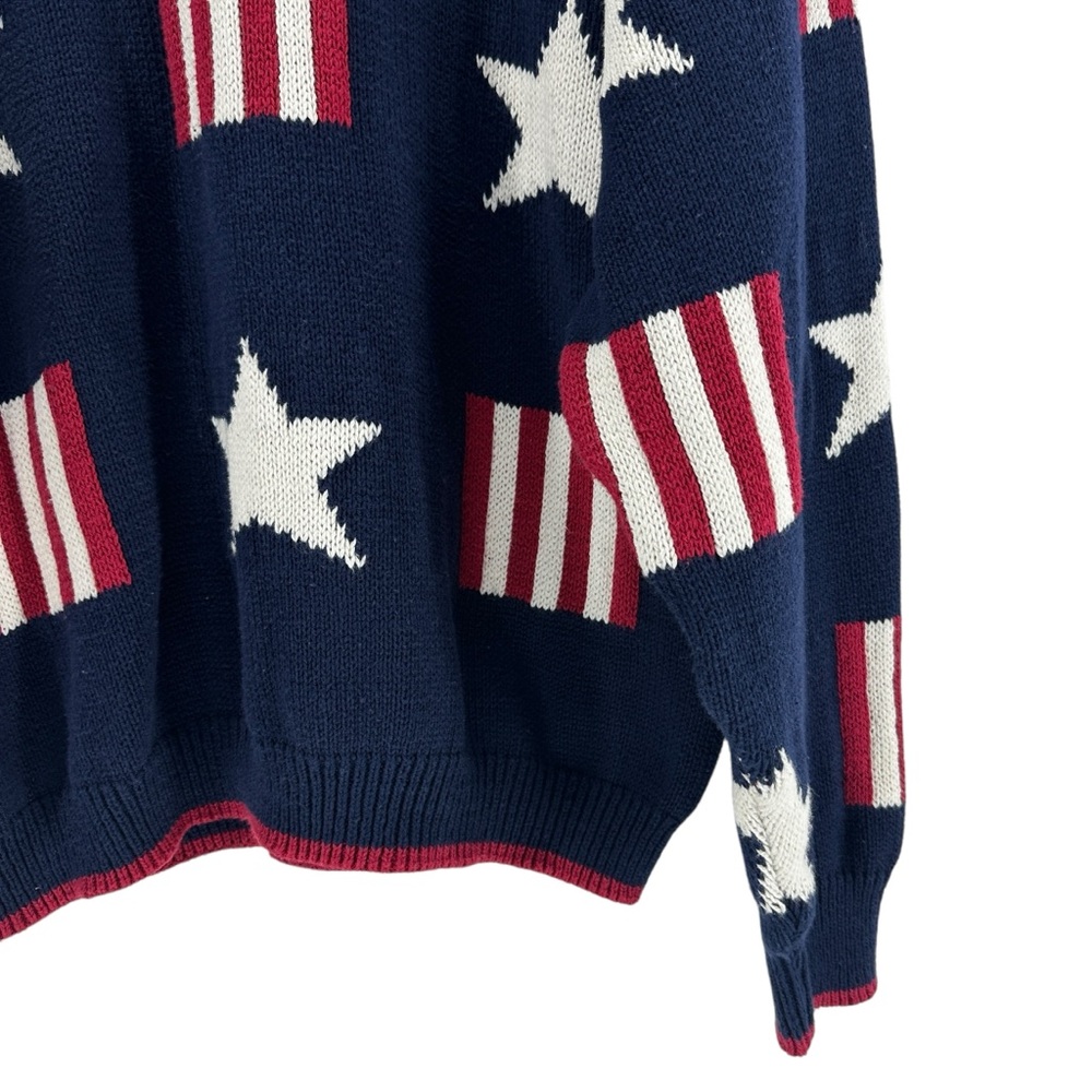 VINTAGE 90s Stars and Stripes St. Johns Bay Knit Sweater Oversized - Picture 4 of 9